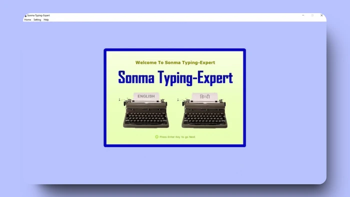 Desktop window capture of Sonma Typing-Expert bilingual welcome workspace